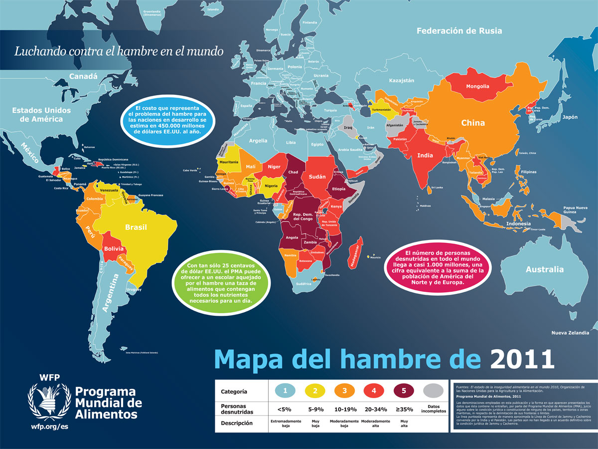 Mapa 2011 del hambre en el mundo